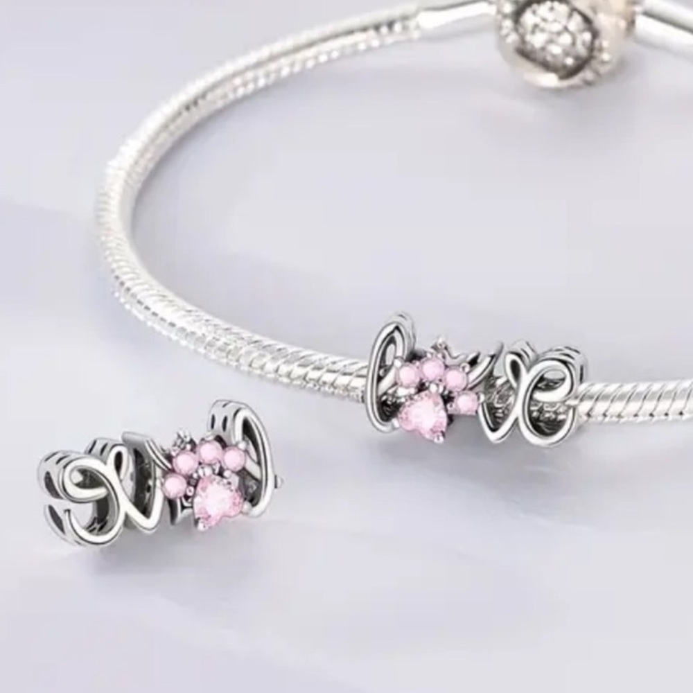❗️LAST ONE❗️S925 Pet LOVE Paw Print Charm Pandora Style - Picture 2 of 5